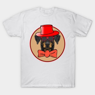 Cool Doberman Pinscher in hat, bowtie and shades! Especially for Doberman owners! T-Shirt